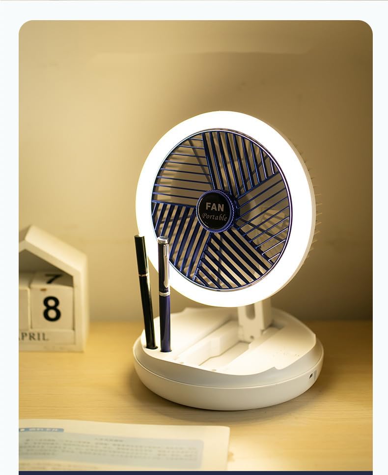 مروحة مكتب ليد قابلة للطي ب4 سرعات تهوية مختلفة بإضاءة ليد