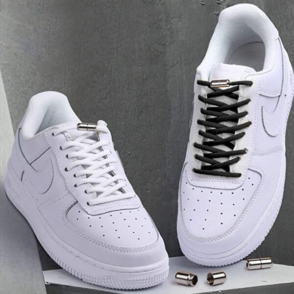 طقم قطعتين من رباط الحذاء المرن بقفل معدني لضمان عدم الفك للاحذية