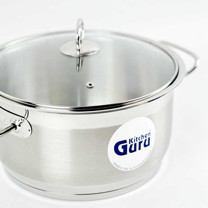 حلة استانلس استيل بغطاء زجاجي ويدين لسهولة الحمل  - مقاس 24سم