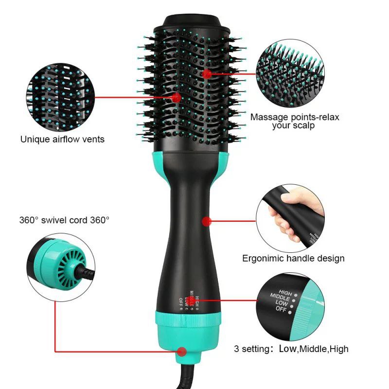 فرشاة شعر كهربائية متعددة الاستخدامات لتصفيف وفرد وتجفيف الشعر - 2500 واط