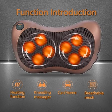 وسادة مساج للرقبة والكتفين والظهر مزودة بـ 8 رؤوس تدليك مع وظيفة تسخين تعمل بالكهرباء