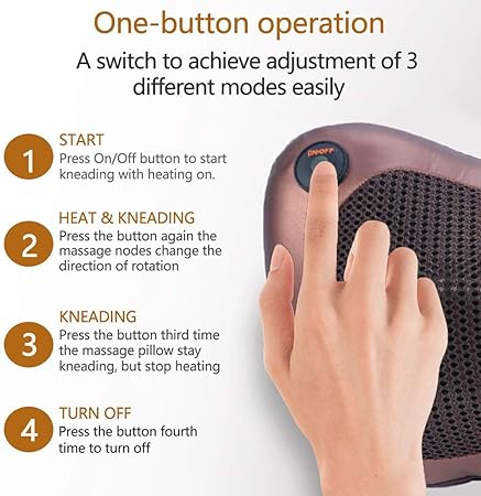 وسادة مساج للرقبة والكتفين والظهر مزودة بـ 8 رؤوس تدليك مع وظيفة تسخين تعمل بالكهرباء