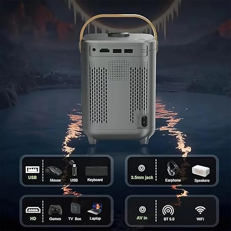 بروجيكتور محمول بدقة فور كي يدعم الواي فاي والبلوتوث