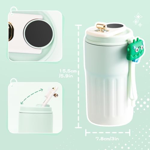 مج حراري استانليس ستيل 460 ملي بشاشة تاتش لعرض درجة الحرارة وغطاء محكم الغلق للخروج والرحلات