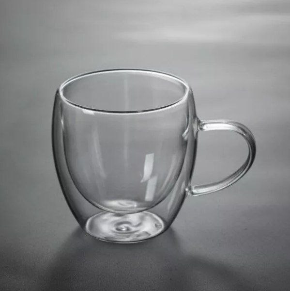 مج زجاج دبل شفاف 150 ملل لشرب وتقديم القهوة والعصائر