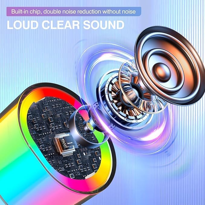 مكبر صوت مضئ بالوان مختلفة مزود بميكروفون