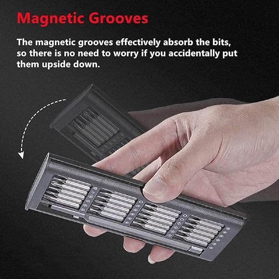 مجموعة مفكات براغي مغناطيسية دقيقة 24 في 1، مجموعة ادوات اصلاح مغناطيسية دقيقة، ادوات اصلاح مفك براغي للكمبيوتر واللابتوب والالعاب الالكترونية والكاميرا
