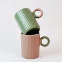 مج بورسلين بيد دائرية وتصميم مضلع أنيق لتناول المشروبات الساخنة واللاتيه300 ملي