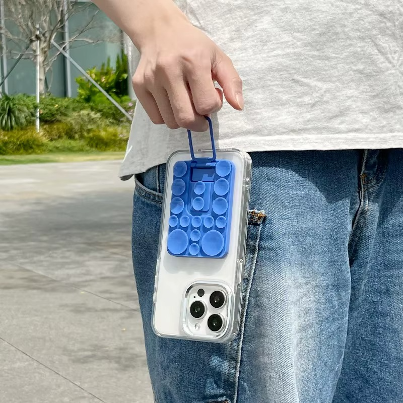 هولدر سيليكون بابلز لتثبيت الموبايل على الزجاج وقت التصوير مع مسند قابل للطي