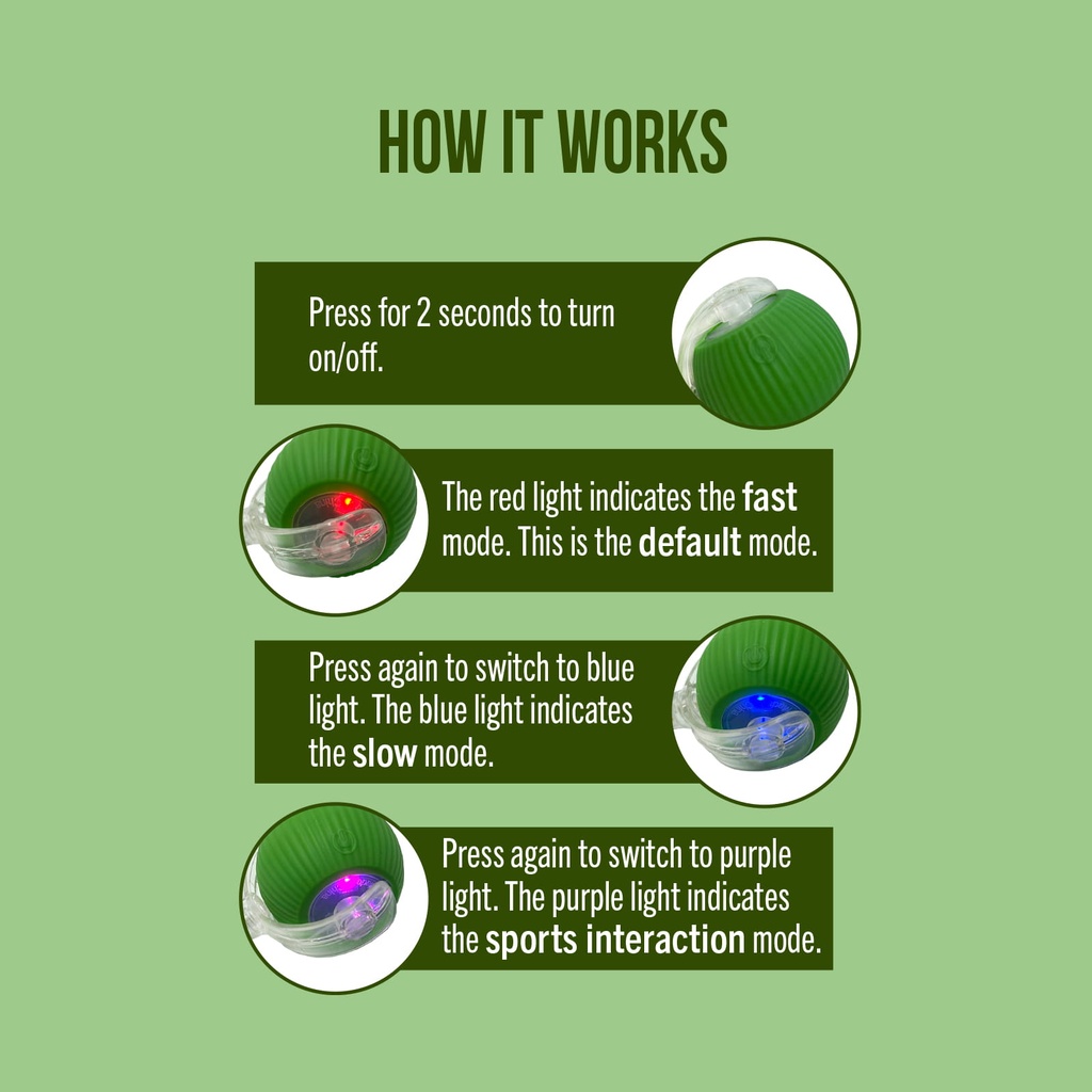 كرة تفاعلية دوارة لتسلية القطط والحيوانات الاليفة بيو اس بي للشحن