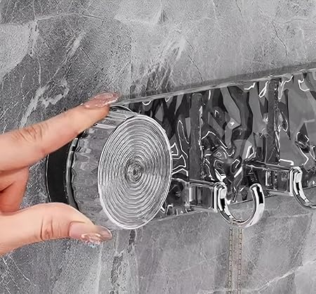 شماعة حوائط أكريليك شفاف ب 5 هوك لتعليق الملابس والحقائب