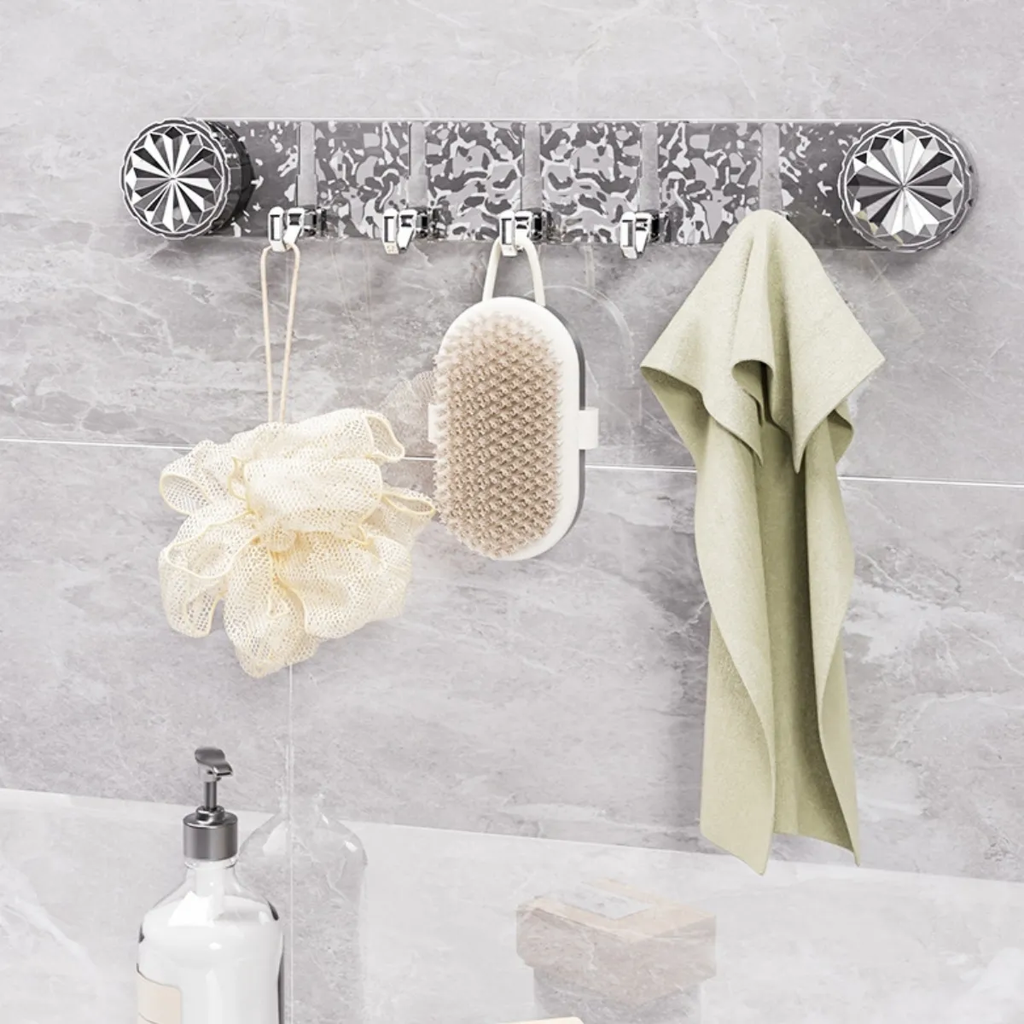 شماعة حوائط أكريليك شفاف ب 5 هوك لتعليق الملابس والحقائب