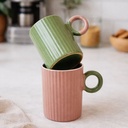 مج بورسلين بيد دائرية وتصميم مضلع أنيق لتناول المشروبات الساخنة واللاتيه300 ملي