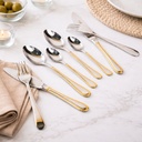 طقم معالق وشوك وسكاكين استانليس ستيل 24 قطعة بمقبض بحواف جولد أنيقة