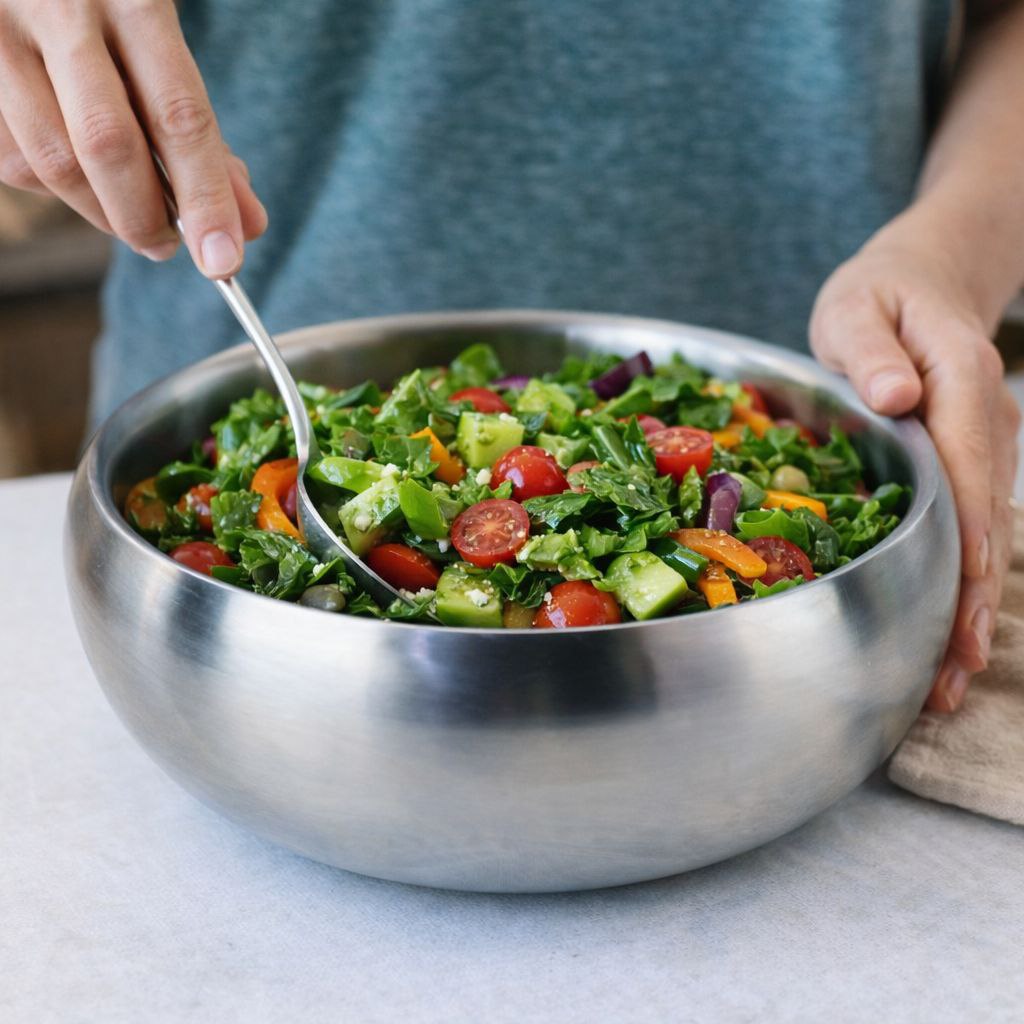 بولة استانليس ستيل عميقة للسلطة مقاس 28 سم