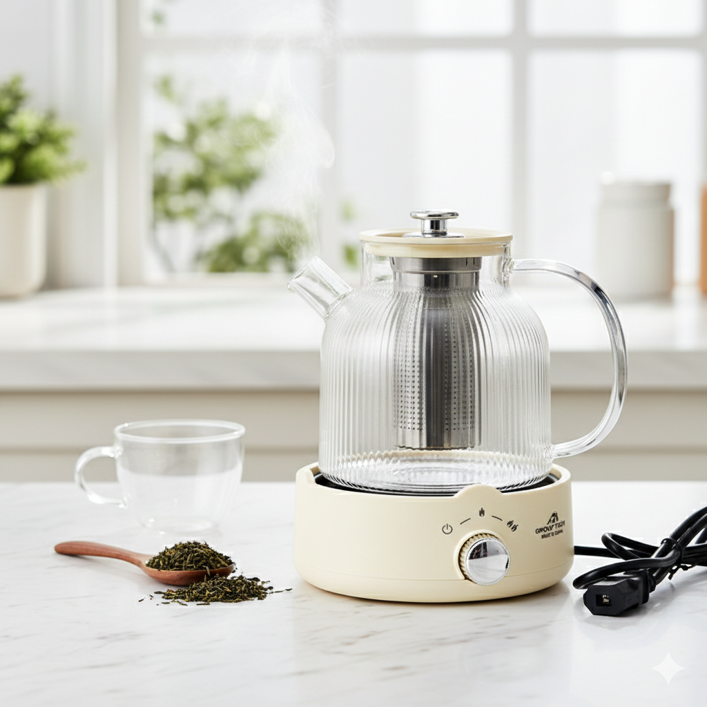 كاتيل بايركس شفاف مع مصفاة داخلية للشاي والاعشاب بسعة 2 لتر