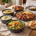 طقم عشاء بورسلين 16 قطعة بحواف جولد وتصميم مضلع