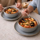 طقم عشاء بورسلين 16 قطعة بحواف جولد وتصميم مضلع