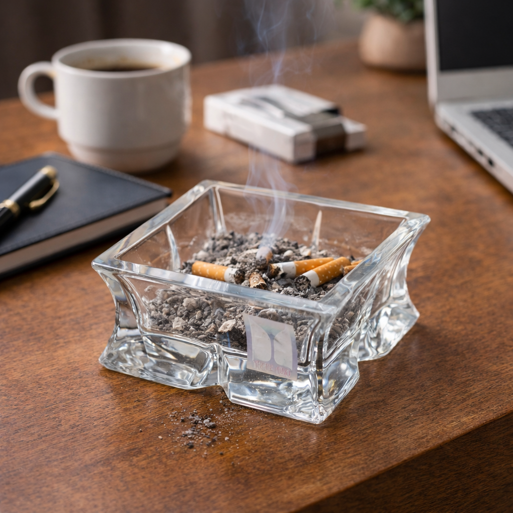 طفاية سجائر زجاج كريستالي مناسبة للمنزل والمكتب