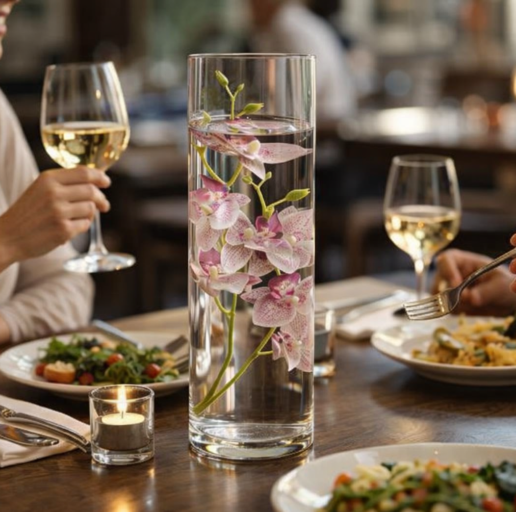 فازة زجاج شفاف بتصميم اسطواني الشكل مقاس 30 * 13 سم