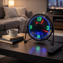 مروحة ليد مكتب بساعة رقمية تدور 360 درجة تعمل بالشحن