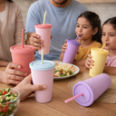 كوباية 500 ملي بغطاء محكم الغلق وشاليموه لشرب المياة والعصائرالمثلجة