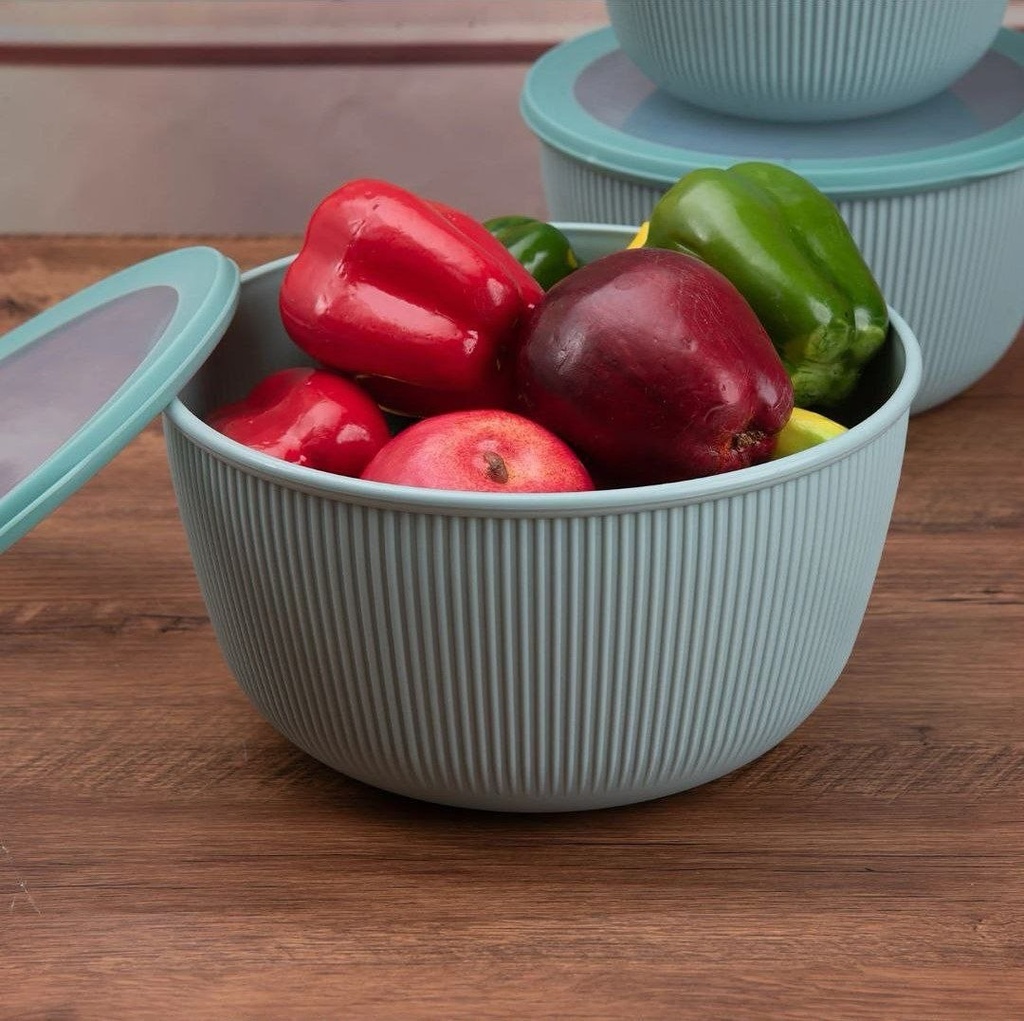 طقم علب تلاجة 4 قطع بأحجام مختلفة بغطاء بإطار سيليكون محكم الغلق لحفظ وتنظيم الطعام