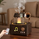 فواحة مضيئة على شكل جرامافون مع صوت ضوضاء بيضاء وسبيكر بلوتوث بخزان 250 ملي لتعطير المنزل بريموت للتحكم