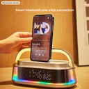 شاحن لاسلكي 6 * 1 مع سبيكر بلوتوث وساعة ومنبه وراديو بقوة بإضاءة ليد