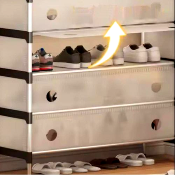 جزامة بـ4 أرفف مع غطاء لمنع دخول الاتربة مزودة بـ8 هوكات لتعليق الشنط