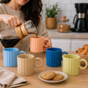 مج بورسلين بتصميم مضلع ويد دائرية لتناول النسكافيه 300 ملي