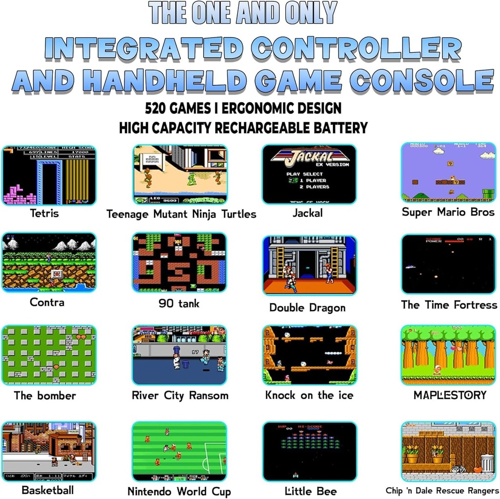 جهاز ألعاب فيديو محمول للأطفال مع 520 لعبة قابل لإعادة الشحن