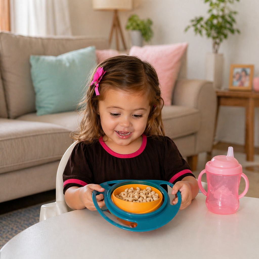 طبق سحري دوار يمنع انسكاب الطعام آمن وصحي للاطفال