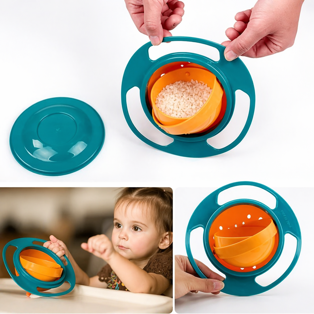 طبق سحري دوار يمنع انسكاب الطعام آمن وصحي للاطفال