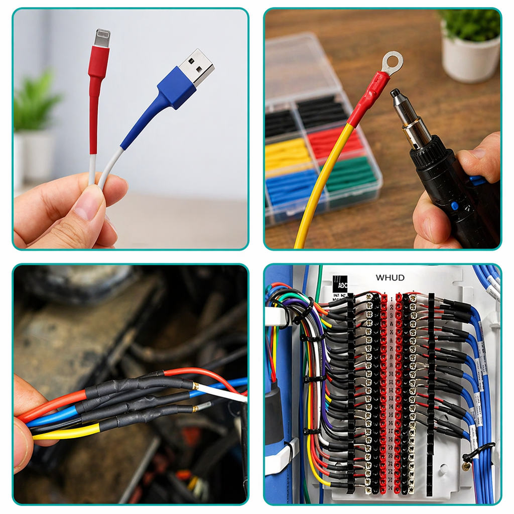 علبة شرنك حراري 280 قطعة بمقاسات مختلفة لعزل الأسلاك والكابلات والحفاظ عليها من القطع