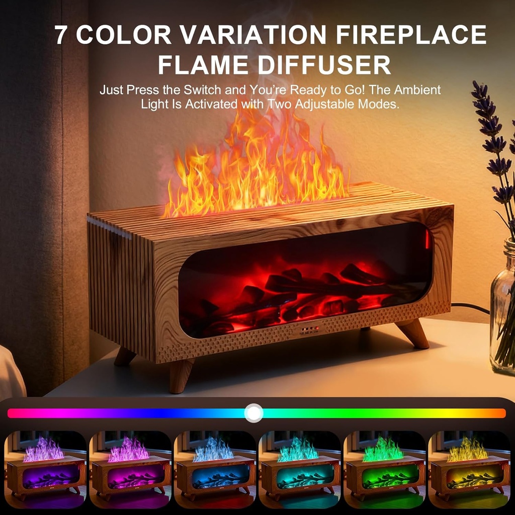 فواحة مضيئة علي شكل دفاية ثري دي بخزان 150 ملي لتعطير المنزل بريموت للتحكم