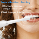 فرشاة أسنان كهربائية بتقنية الاهتزاز حتي 40000 ذبذبة 5 أوضاع مع 4 رؤوس قابلة لاعادة الشحن