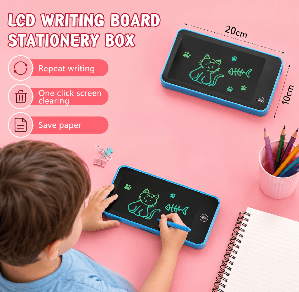 مقلمة بورد بشاشة LCD للكتابة والرسم وحفظ تنظيم الاقلام