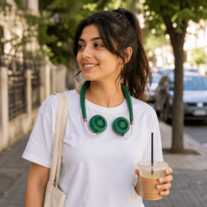 مروحة رقبة محمولة قابلة لإعادة الشحن 3 سرعات بتصميم مريح