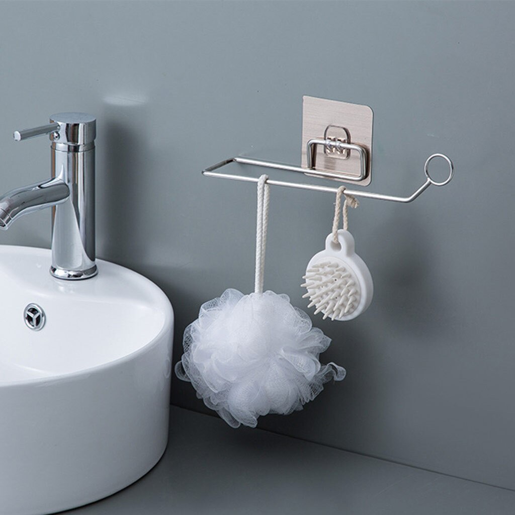 حامل معدني ذاتي اللصق للفوط والمناديل الورقية ومريلة المطبخ