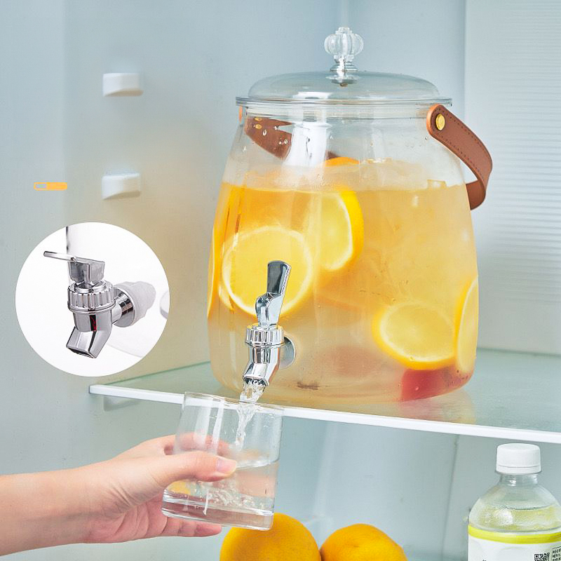 ديسبنسر عصائر 9 لتر بحنفية لسهولة الأستخدام وغطاء محكم الغلق ويد جلد من الاكليريك