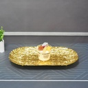 صينية جولد متعرجة لحمل وتقديم الفواكه والحلويات والكحك والمكسرات للضيوف