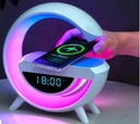 جهاز  5 في 1 شاحن لاسلكي وساعة رقمية ومنبة ومكبر صوت واباجورة بألوان متعددة لغرف النوم والدريسنج والمكتب