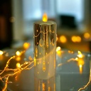 شمعة ليد مضيئة بدون لهب مزينة بفوانيس وهلال لديكور رمضاني مميز