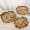 طقم باسكت بيضاوي 3 قطع بمقاسات مختلفة لحمل وتنظيم ادوات العناية بالبشرة والشعر وقطع الديكور بيد من الخوص