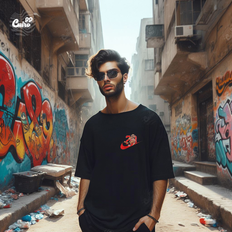 Michael Jordan 23  تيشيرت اوفر سايز قطن باللون الاسود  للرجال