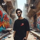 Michael Jordan 23  تيشيرت اوفر سايز قطن باللون الاسود  للرجال