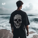 The Skull تيشيرت اوفر سايز قطن باللون الاسود للرجال