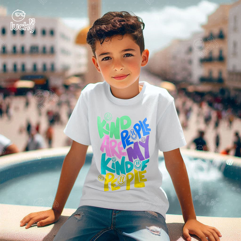 Kind People Are My Kind of people تيشيرت اطفال قطن باللون الأبيض