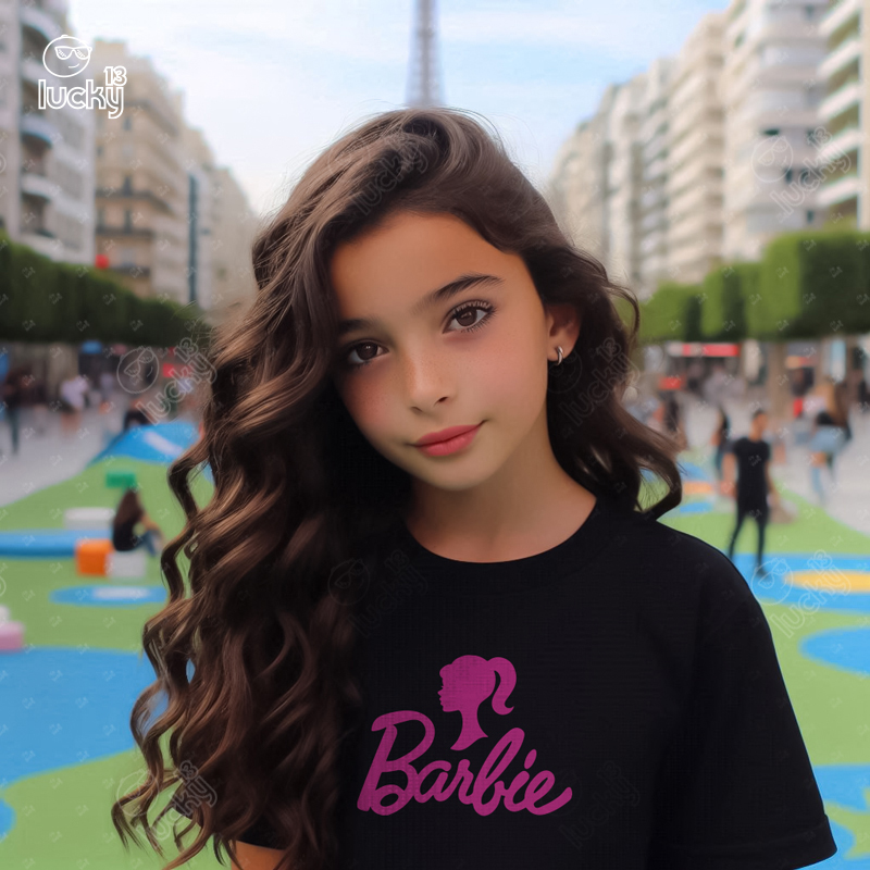 Barbie تيشيرت اطفال قطن باللون الاسود